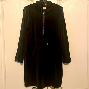 Calvin Klein black velour hoodie dress